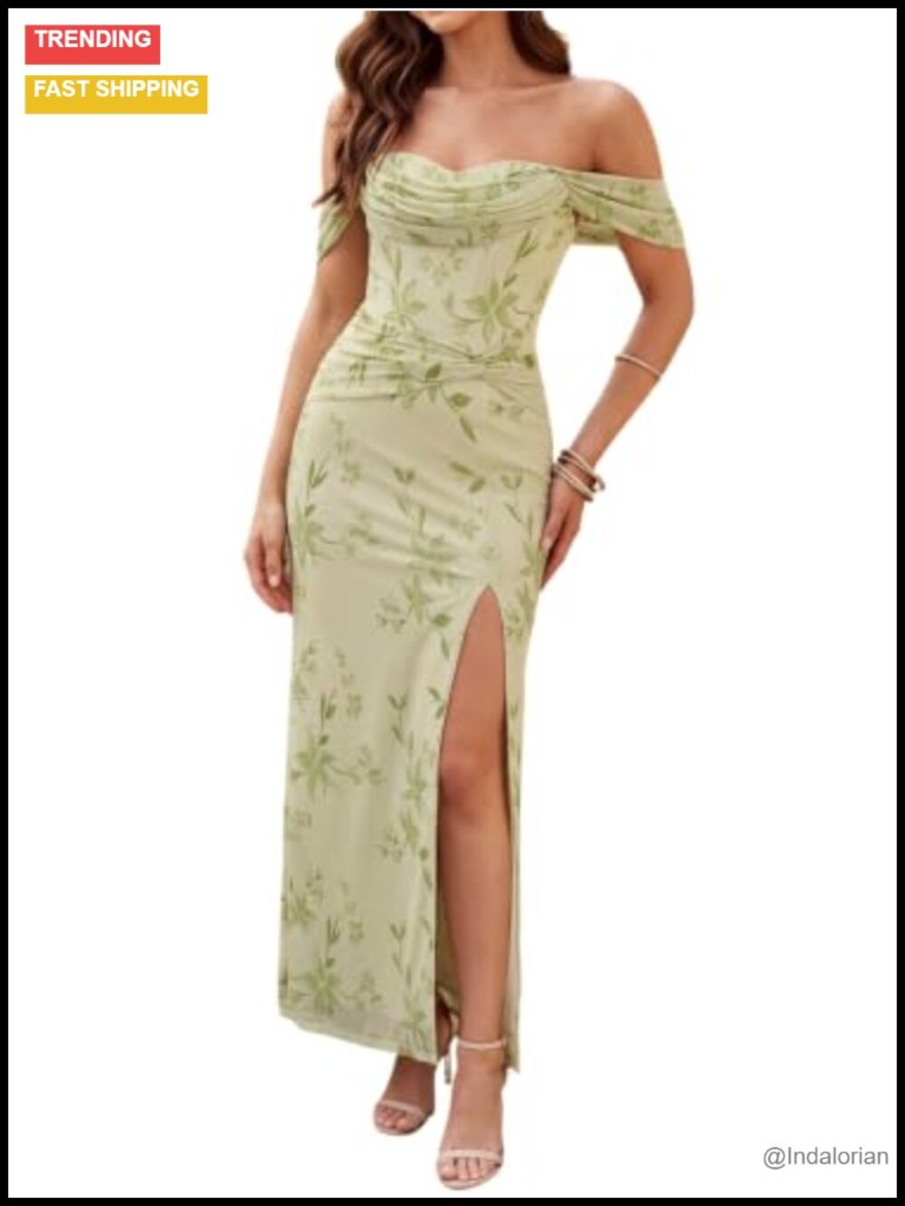 Women Floral Off Shoulder Corset Formal Wedding Guest Maxi Dress